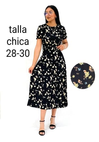 Vestido  largo color Negro talla Chica  estilo Tableado