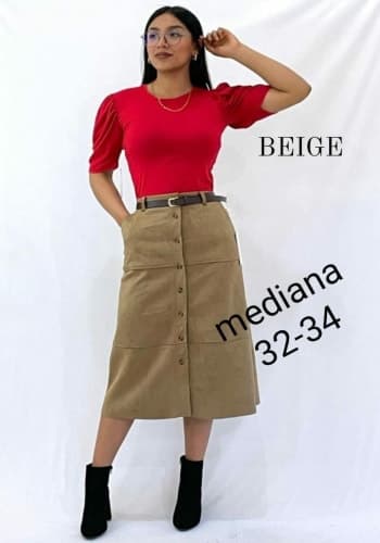 Falda larga color Beige  talla Mediano estilo Recto