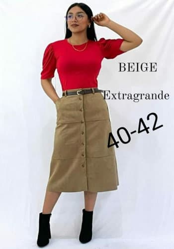 Falda larga color Beige  talla Extragrande  estilo Recto