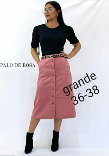 Falda larga color Palo de rosa  talla Grande  estilo Recto