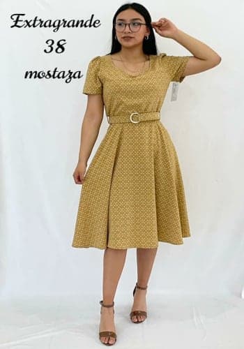 Vestido  largo color Mostaza talla Extragrande  estilo Circular