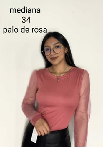 Blusa larga color Palo de rosa  talla Mediano estilo Manga velo