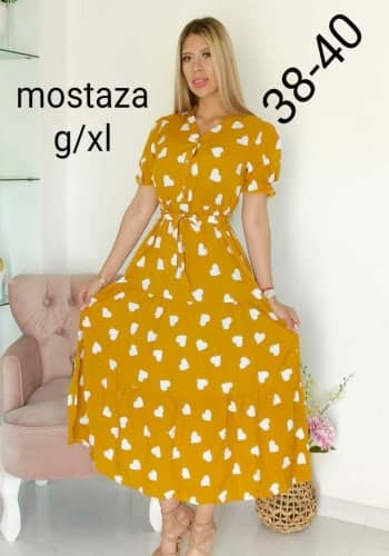 Vestido  largo color Mostaza talla Extragrande  estilo Campesino