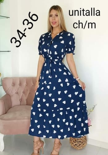 Vestido  largo color Marino talla Mediano estilo Campesino