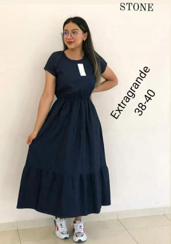 Vestido  largo color Stone talla Extragrande  estilo Campesino