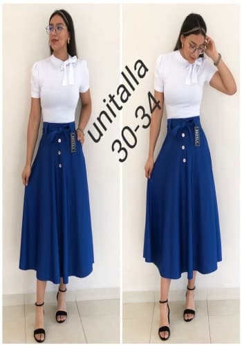 Falda larga color Azul rey talla Unitalla estilo Circular