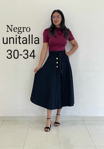 Falda larga color Negro talla Unitalla estilo Circular