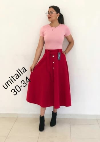 Falda larga color Rojo talla Unitalla estilo Circular