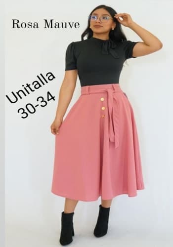 Falda larga color Rosa talla Unitalla estilo Circular