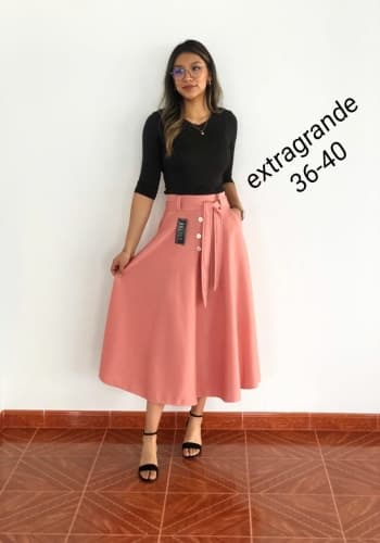 Falda larga color Rosa talla Extragrande  estilo Circular
