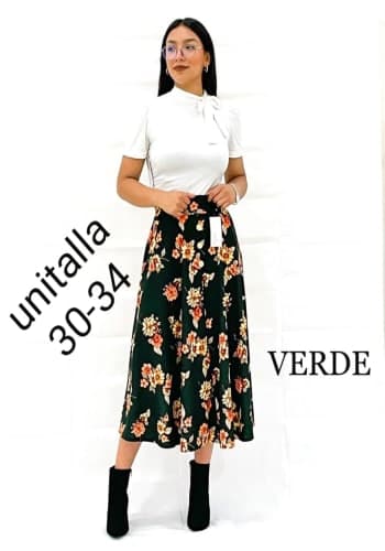 Falda larga color Verde talla Unitalla estilo Circular