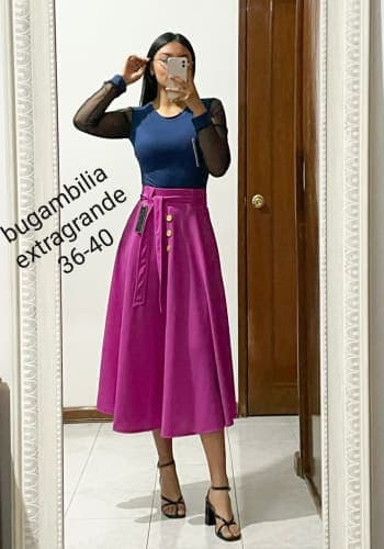 Falda larga color Bugambilia  talla Extragrande  estilo Circular