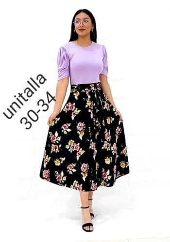 Falda larga color Negro talla Unitalla estilo Circular