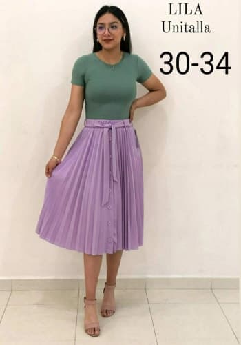 Falda larga color Lila talla Unitalla estilo Tableada