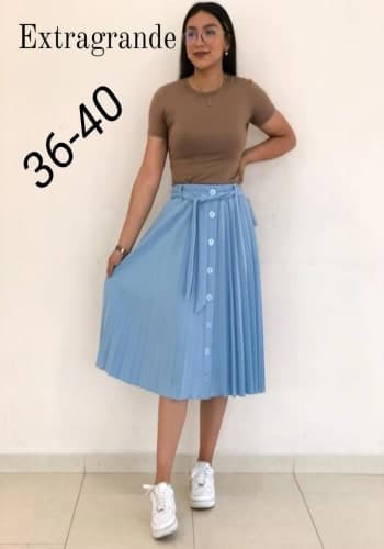 Falda larga color Azul cielo talla Extragrande  estilo Tableada