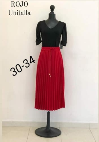 Falda larga color Rojo talla Unitalla estilo Tableada