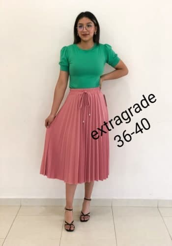 Falda larga color Rosa talla Extragrande  estilo Tableada