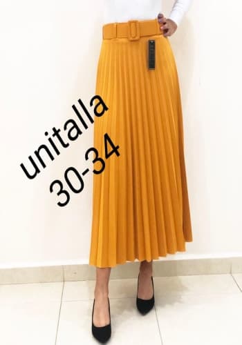 Falda larga color Mostaza talla Unitalla estilo Tableada