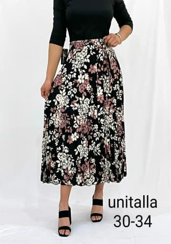 Falda larga color Negro talla Unitalla estilo Tableada