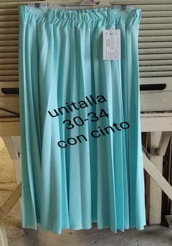 Falda larga color Menta talla Unitalla estilo Tableada