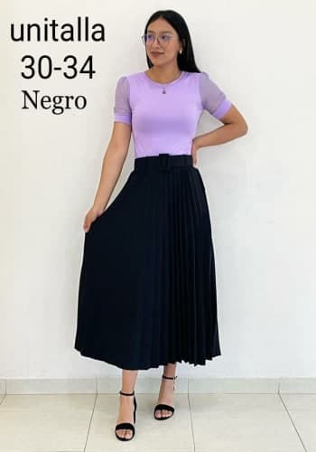 Falda larga color Negro talla Unitalla estilo Tableada