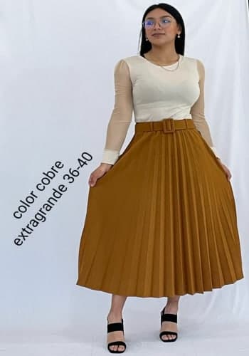 Falda larga color Cobre talla Extragrande  estilo Tableada