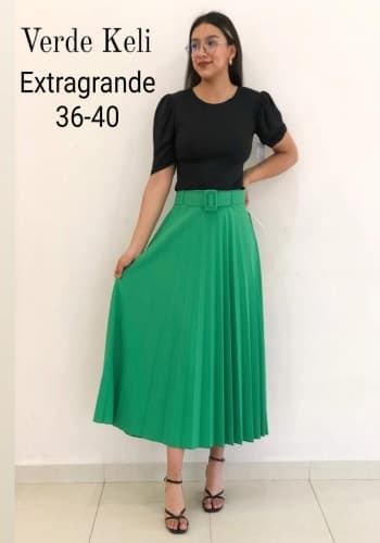 Falda larga color Verde keli talla Extragrande  estilo Tableada