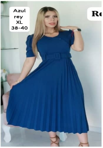 Vestido  largo color Azul rey talla Extragrande  estilo Tableado