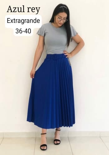 Falda larga color Azul rey talla Extragrande  estilo Tableada