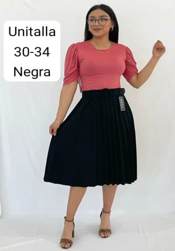 Falda larga color Negro talla Unitalla estilo Tableada