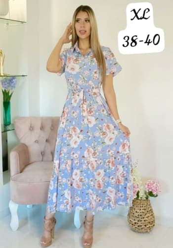 Vestido  largo color Azul cielo talla Extragrande  estilo Campesino