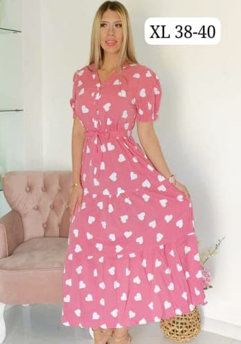 Vestido  largo color Rosa talla Extragrande  estilo Campesino