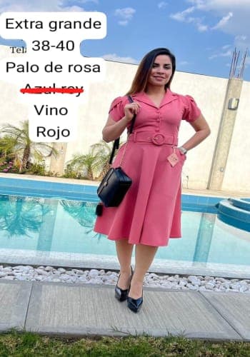 Vestido  largo color Palo de rosa  talla Extragrande  estilo Línea A 