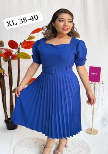 Vestido  largo color Azul rey talla Extragrande  estilo Tableado