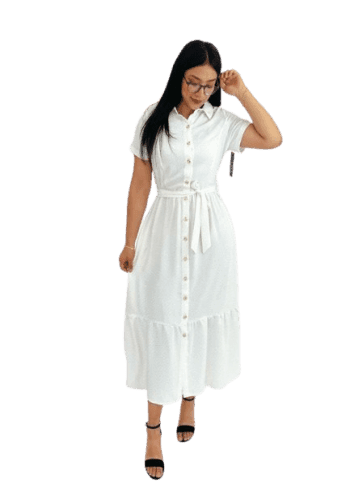 Vestido  largo color Blanco talla Chica  estilo Campesino