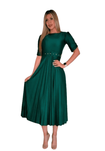 Vestido  largo color Verde botella  talla Unitalla estilo Línea A 
