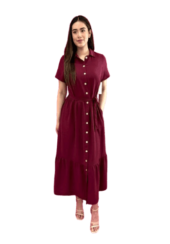 Vestido  largo color Vino talla Grande  estilo Campesino