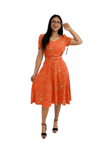 Vestido  largo color Naranja  talla Chica  estilo Circular