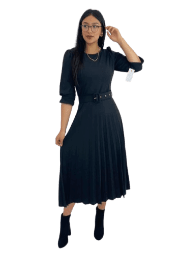 Vestido  largo color Negro talla Mediano estilo Tableado