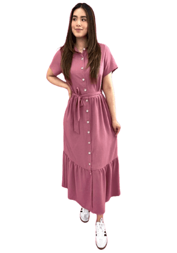 Vestido  largo color Palo de rosa  talla Mediano estilo Campesino