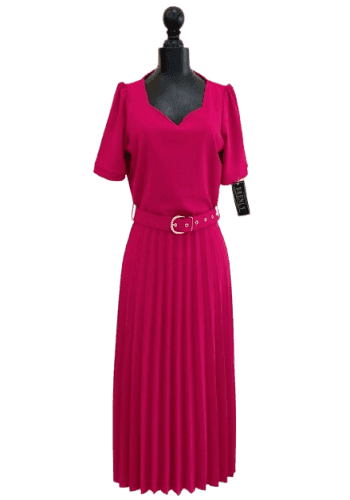 Vestido  largo color Fiusha  talla Grande  estilo Tableado