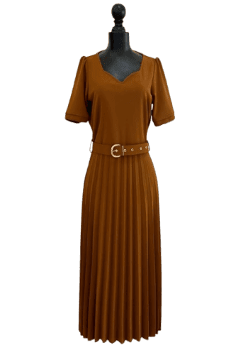 Vestido  largo color Cobre talla Grande  estilo Tableada