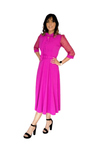 Vestido  largo color Fiusha  talla Grande  estilo Línea A 