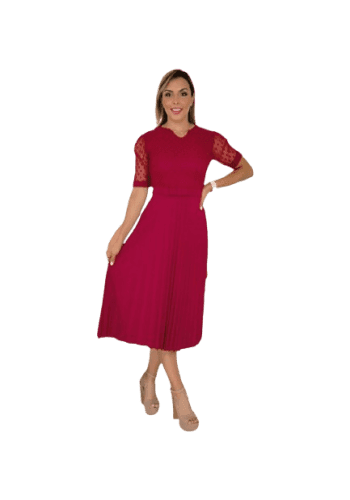 Vestido  largo color Vino talla Unitalla estilo Tableado