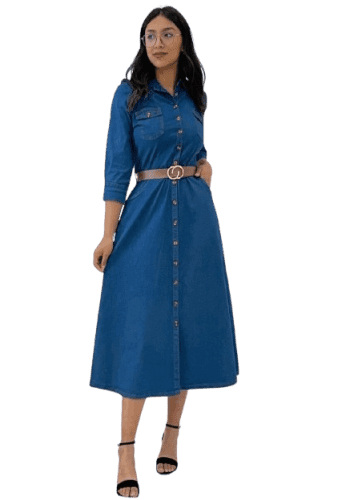 Vestido  largo color Pitufo talla Extragrande  estilo Camisero 