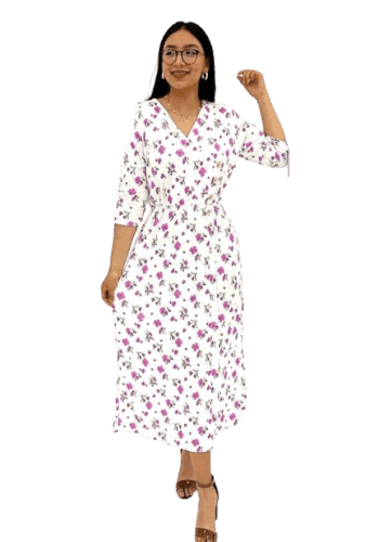 Vestido  largo color Blanco talla Mediano estilo Recto