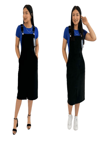 Overol  larga color Negro talla Extragrande  estilo Recto