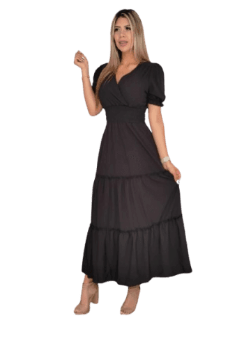 Vestido  largo color Negro talla Extragrande  estilo Semi  circular 