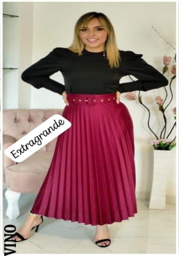 Falda larga color Vino talla Extragrande  estilo Tableada