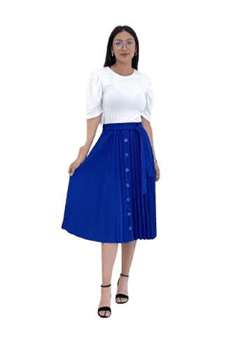 Falda larga color Azul rey talla Unitalla estilo Tableada